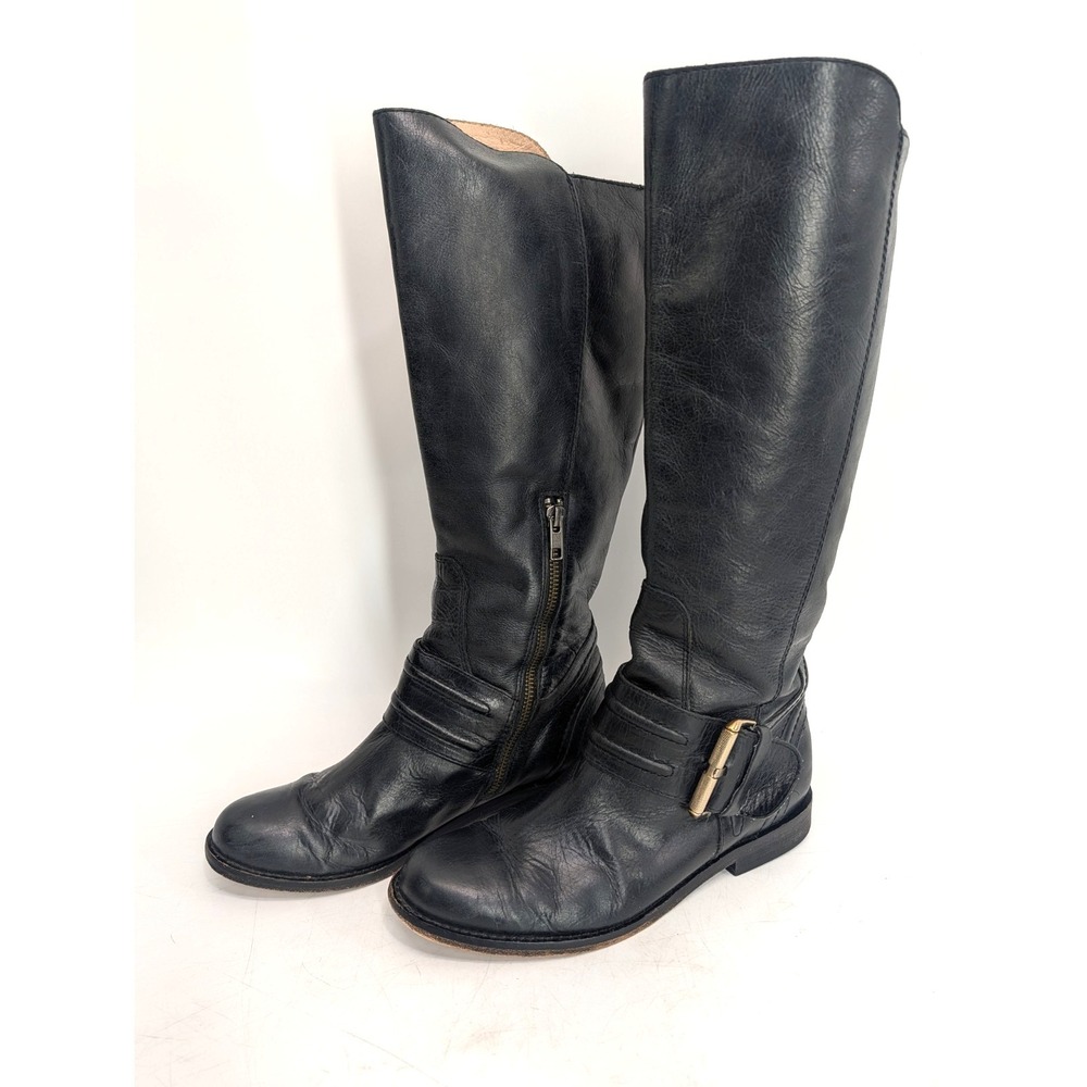 Lucchese 🐎Kaylee Buckle Boot Black Leather Biker Equestrian Riding - size 6.5 - Picture 2 of 15